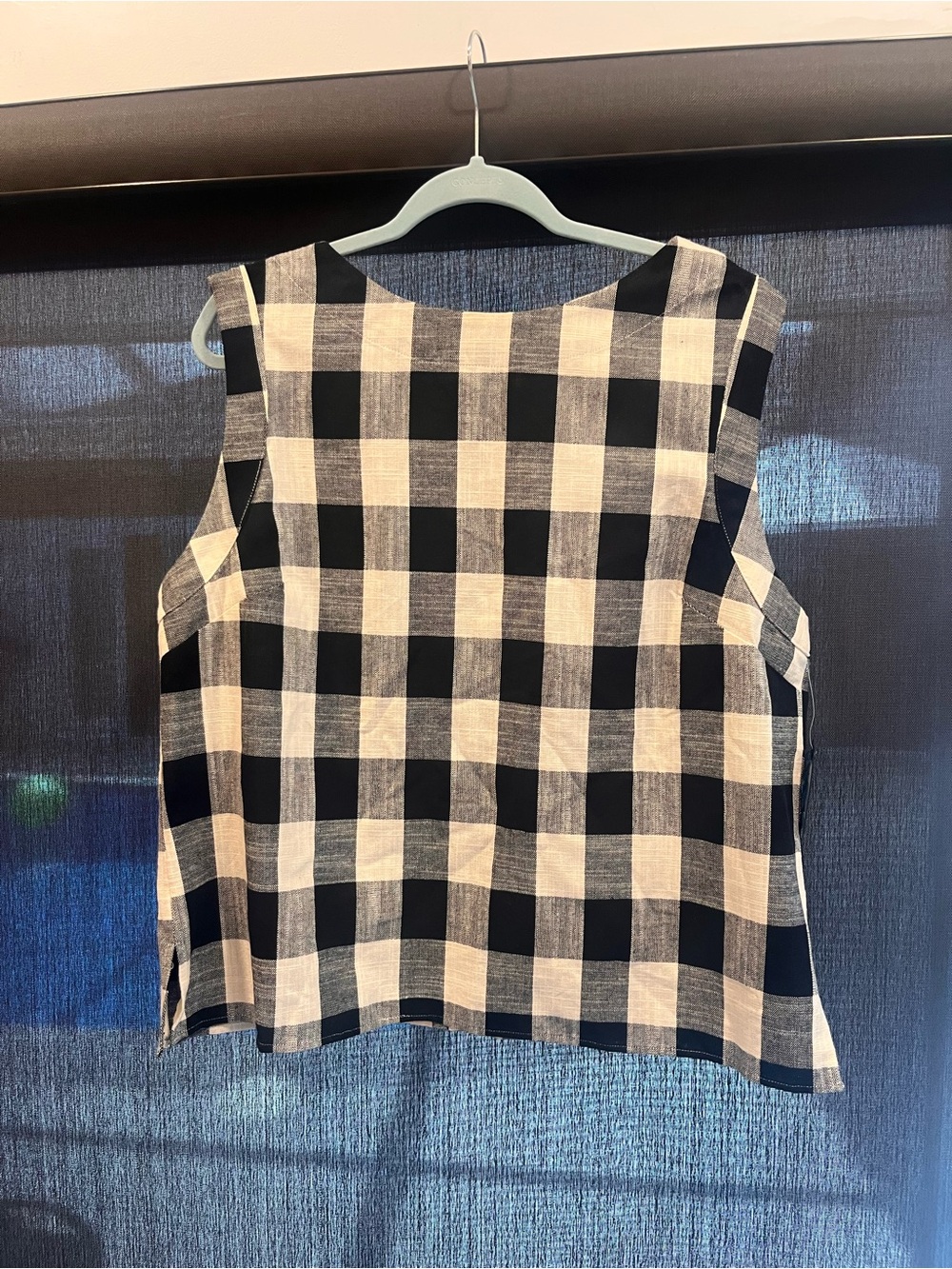 Rachel Roy Classic Black and White Gingham Sleeveless Top